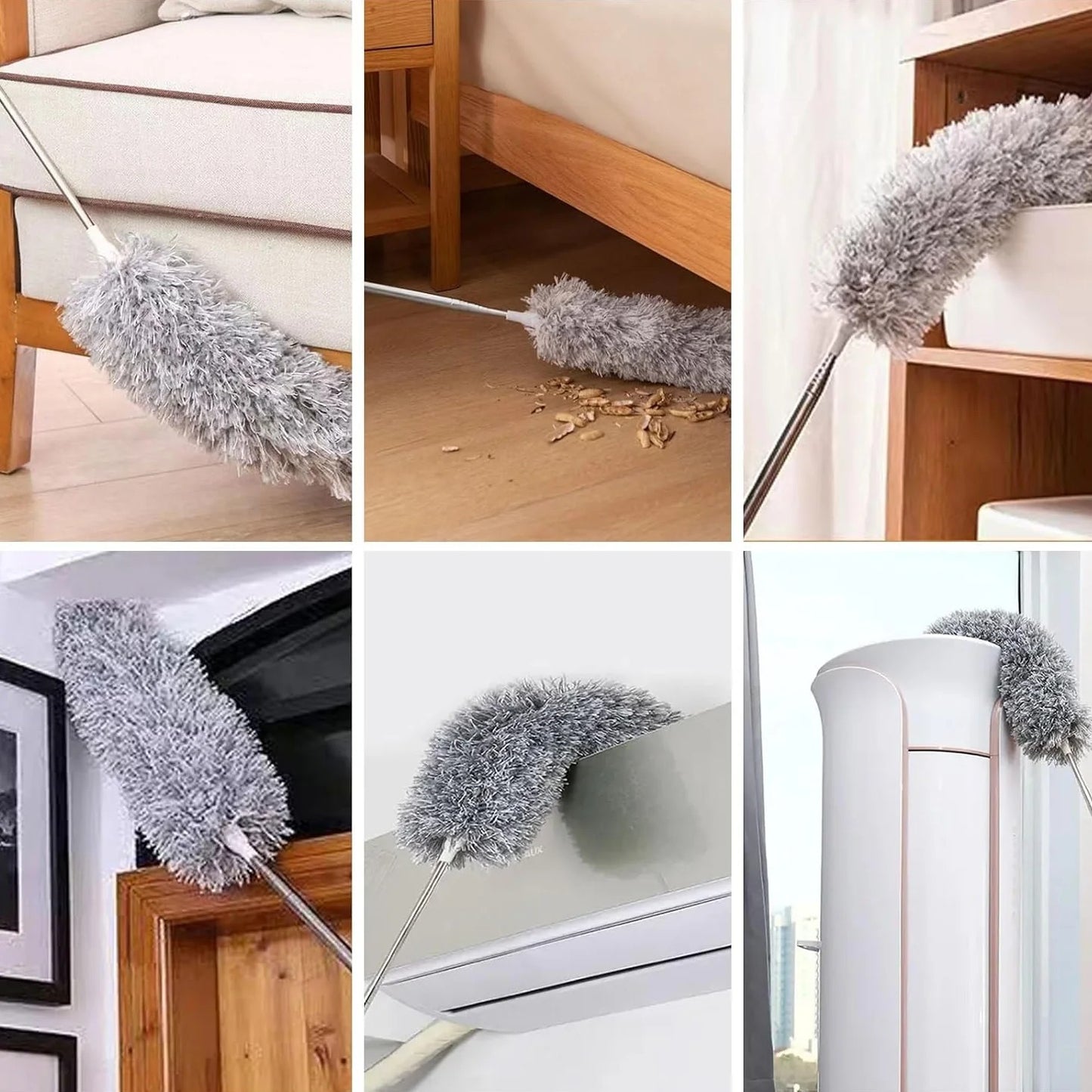 4 In 1 Adjustable Microfiber Dust Brush | Extendable Cleaning Tool for Home, Car, Fan, Furniture & Ceiling – Washable & Reusable Duster