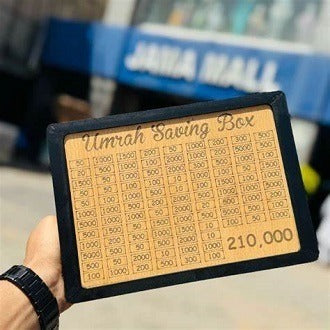 Umrah Saving Box | Islamic Money Saving Bank | Wooden Coin Bank for Hajj & Umrah Goal Planning