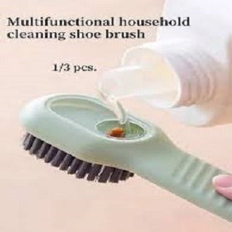 Shoe Brush with Soap Dispenser | 2-in-1 Cleaning Brush for Shoes & Sneakers | Portable Scrubber for Home & Travel