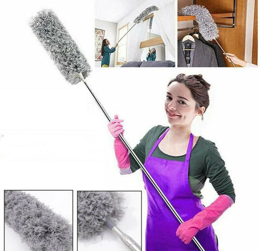4 In 1 Adjustable Microfiber Dust Brush | Extendable Cleaning Tool for Home, Car, Fan, Furniture & Ceiling – Washable & Reusable Duster