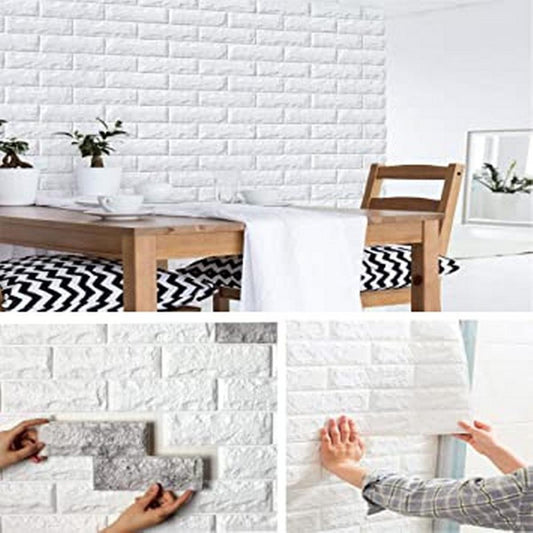Self-Adhesive 3D Brick Wallpaper | Waterproof Wall Sticker for Home & Office Décor – Peel & Stick Foam Panels for Bedroom, Living Room & Kitchen