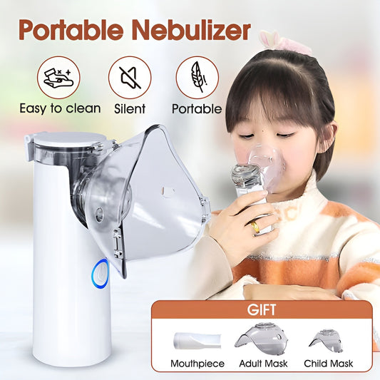 Portable Mesh Nebulizer Machine | Handheld Inhaler for Adults & Kids | Silent Ultrasonic Steam Inhalation Device