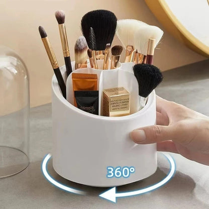 360° Rotating Makeup Brush Holder | Cosmetic Organizer for Vanity – Adjustable, Multi-Compartment Brush Storage for Eyeshadow, Lipsticks & Tools