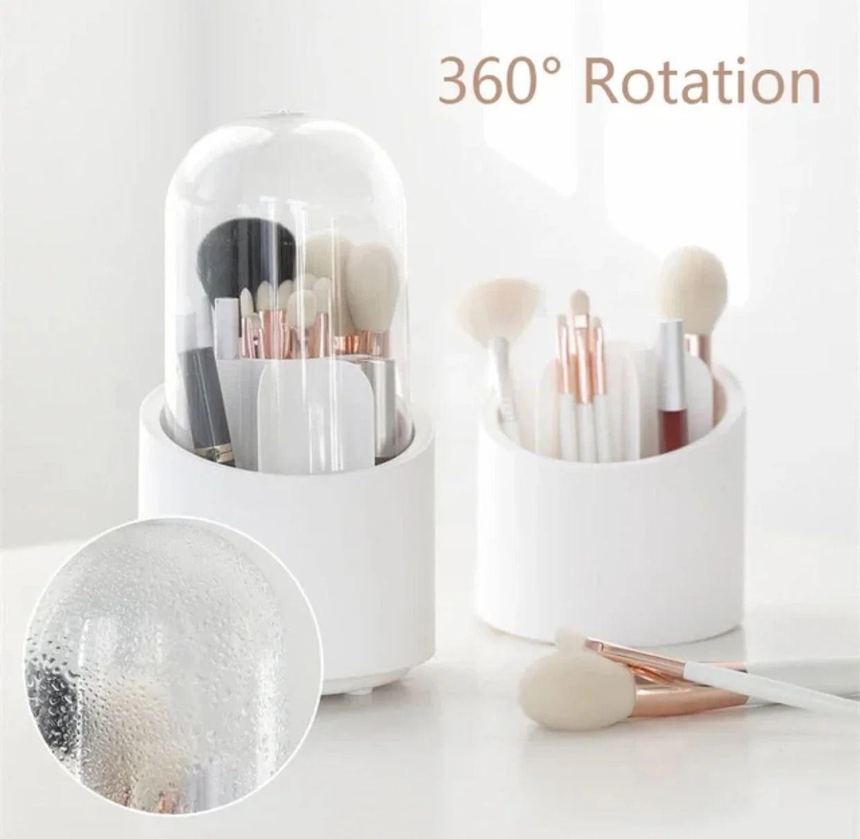 360° Rotating Makeup Brush Holder | Cosmetic Organizer for Vanity – Adjustable, Multi-Compartment Brush Storage for Eyeshadow, Lipsticks & Tools