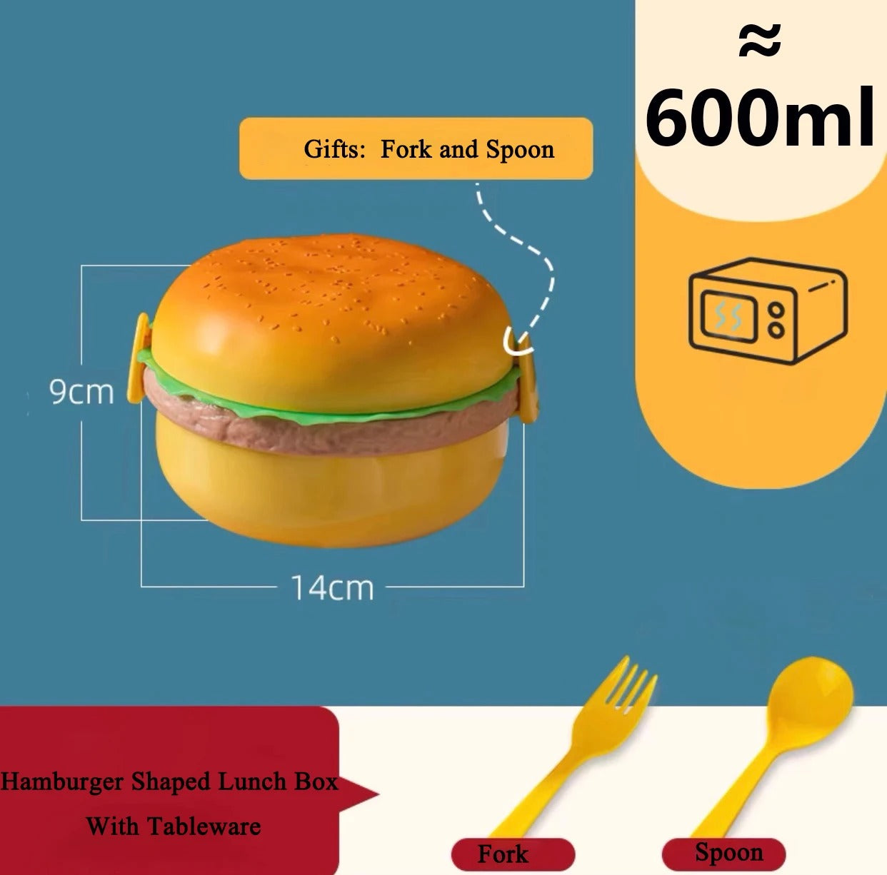 Burger Shape Lunch Box | Cute & Portable Food Storage Container for Kids & Adults – Leakproof & Durable Plastic Box