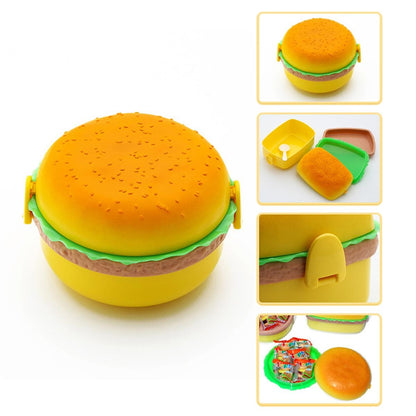 Burger Shape Lunch Box | Cute & Portable Food Storage Container for Kids & Adults – Leakproof & Durable Plastic Box