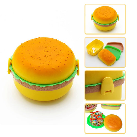 Burger Shape Lunch Box | Cute & Portable Food Storage Container for Kids & Adults – Leakproof & Durable Plastic Box