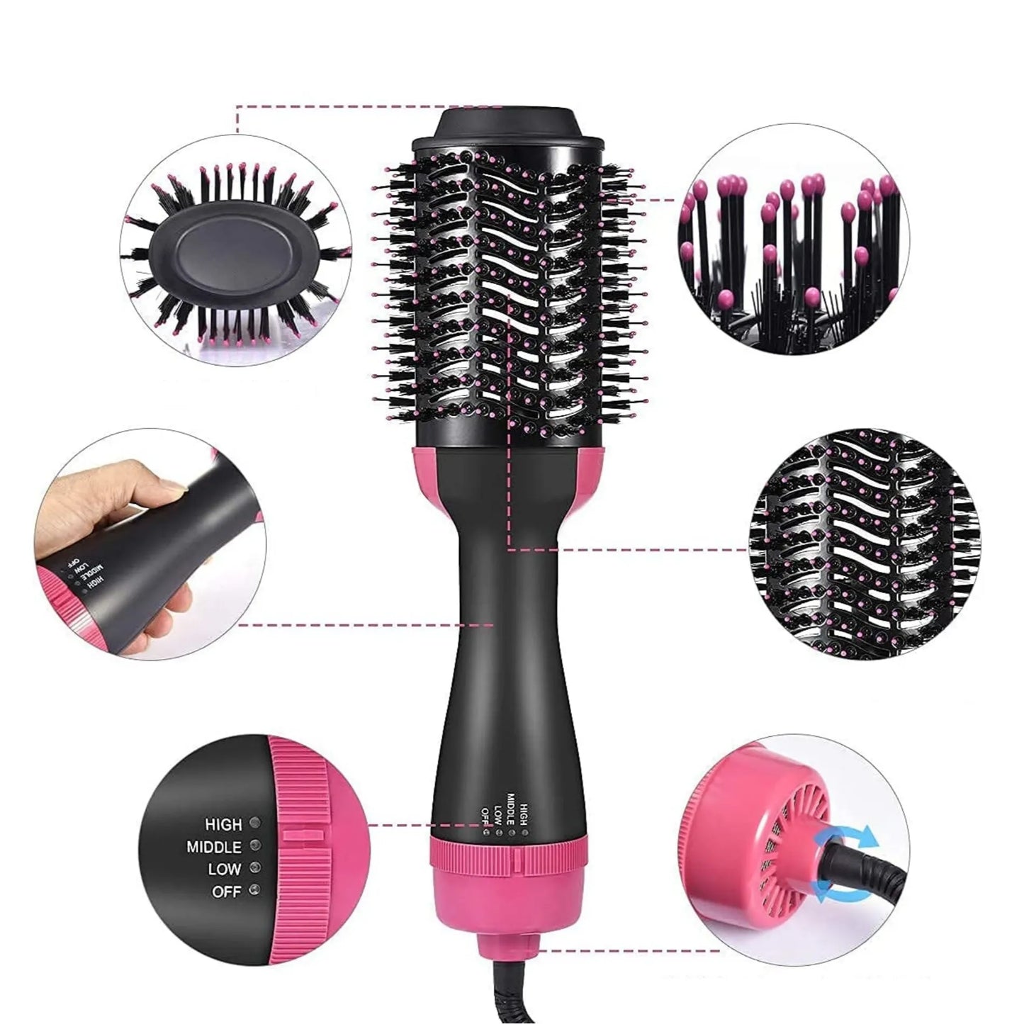 One Step Hair Dryer and Volumizer Brush 1000W | Hot Air Brush for Straightening, Curling & Styling | 3-in-1 Hair Styler Comb