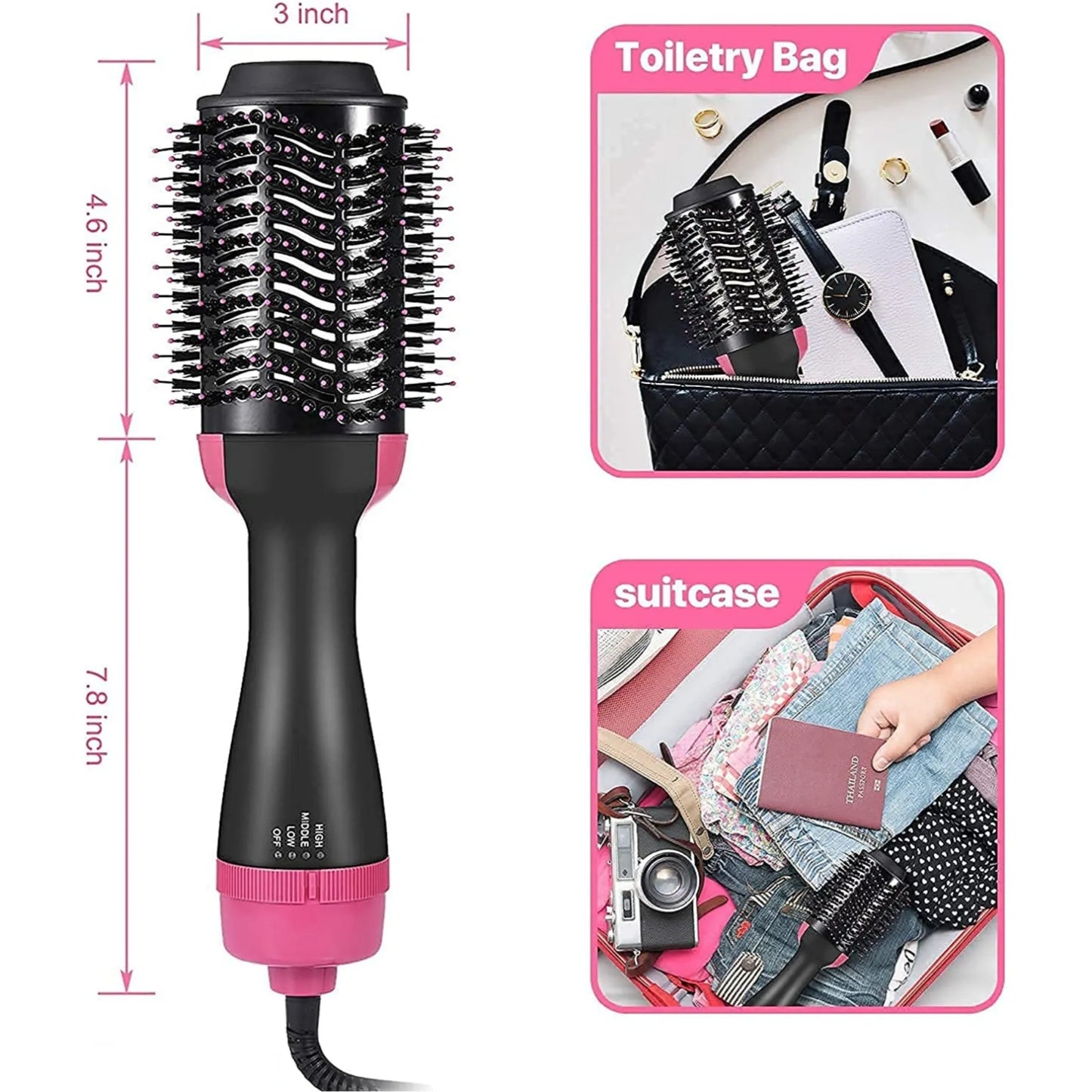 One Step Hair Dryer and Volumizer Brush 1000W | Hot Air Brush for Straightening, Curling & Styling | 3-in-1 Hair Styler Comb