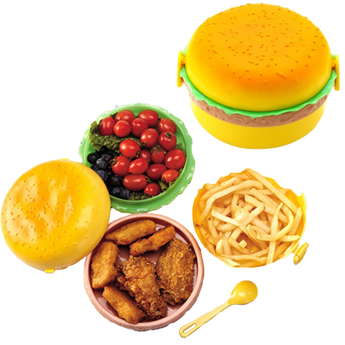 Burger Shape Lunch Box | Cute & Portable Food Storage Container for Kids & Adults – Leakproof & Durable Plastic Box
