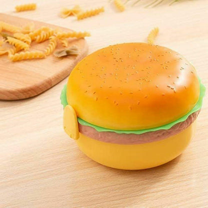Burger Shape Lunch Box | Cute & Portable Food Storage Container for Kids & Adults – Leakproof & Durable Plastic Box